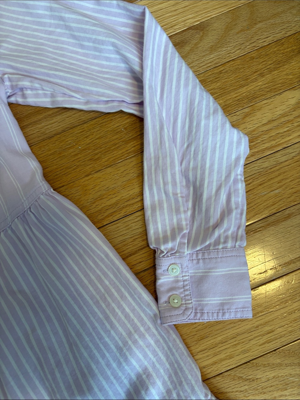 LOFT Lavender Striped Button-Front Tiered Dress - Picture 5 of 8